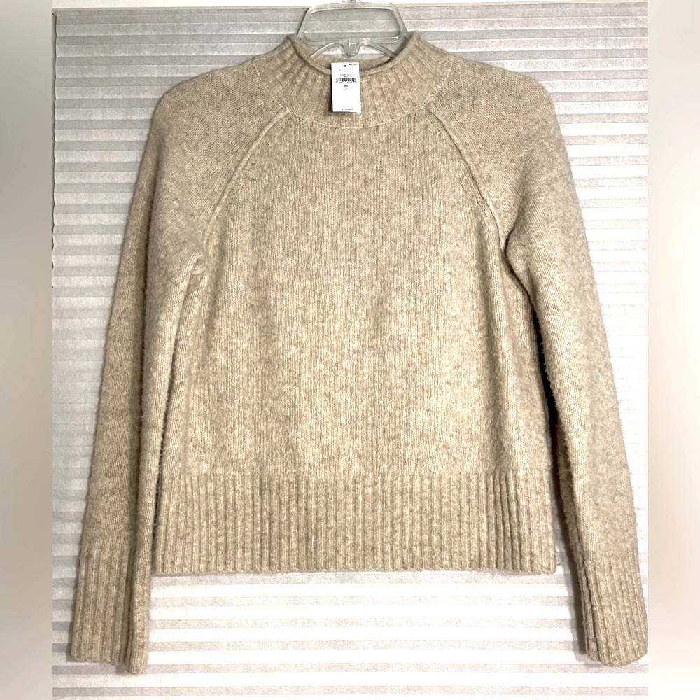 Banana Republic Mock Neck Sweater, beige, wool blend, XS, NWT